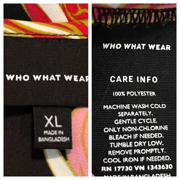 Who What Wear Top Round Neck Long Sleeves Black Red Floral Satin Women’s Size XL - Picture 12 of 14